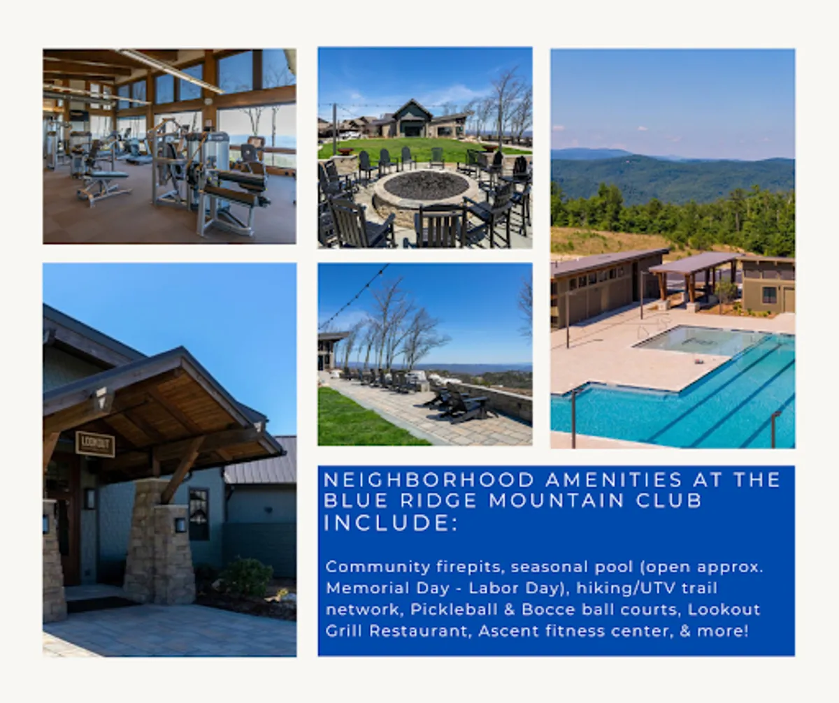 A dynamic exterior view showcasing the Ascent Wellness & Fitness Center with visible fitness equipment, a vibrant outdoor fire pit area with guests socializing, a sparkling swimming pool, and the restaurant entrance—all set against a scenic mountain backdrop. The image captures various community spaces bustling with activity and relaxation.